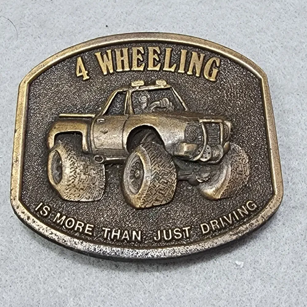 4 Wheeling Is More Than Just Driving Belt Buckle Bergamot Brass Works Vtg 1976